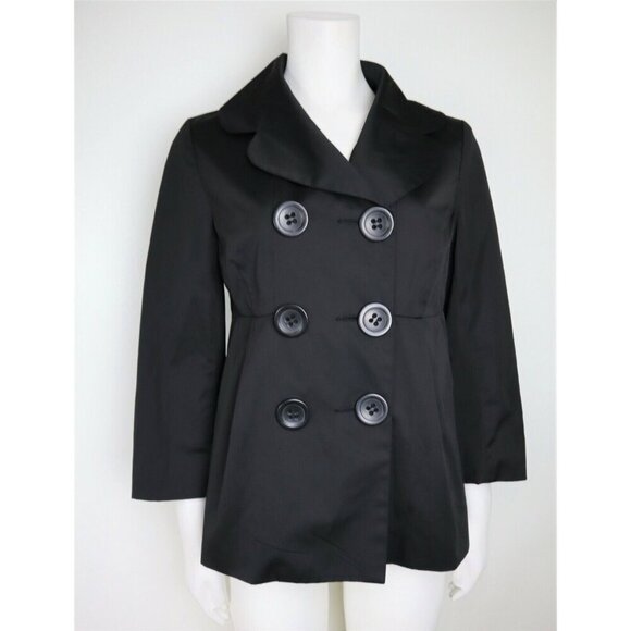 WOMEN'S BLACK DOUBLE-BREASTED JACKET - EXPRESS - SIZE XS - TRENCH - Picture 1 of 7